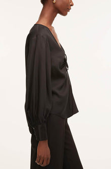 Drawstring Long Sleeve Blouse | Black
