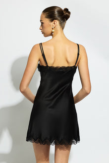 The Silk Pintuck Chemise By GINIA In Black