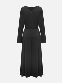 Knitted Waist-Defined Slim Dress | Black