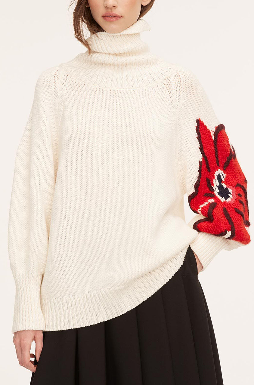 Botanical Intarsia Turtleneck | Strawberry Combo