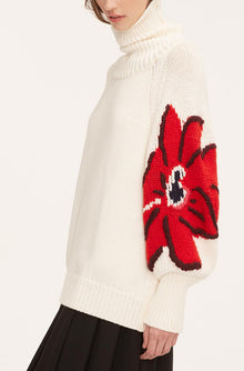 Botanical Intarsia Turtleneck | Strawberry Combo
