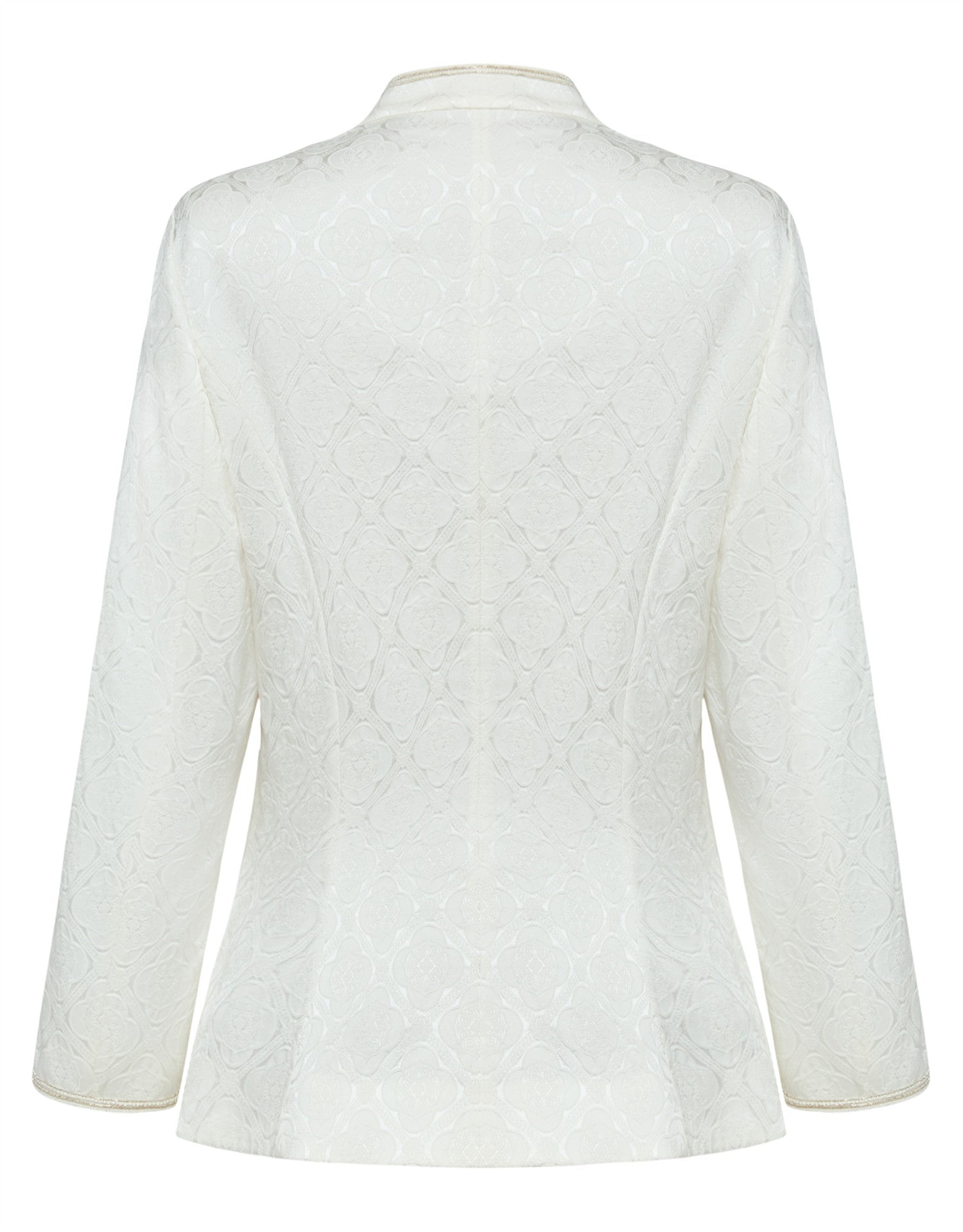 Short Jacket in Jacquard Mulberry Silk | White