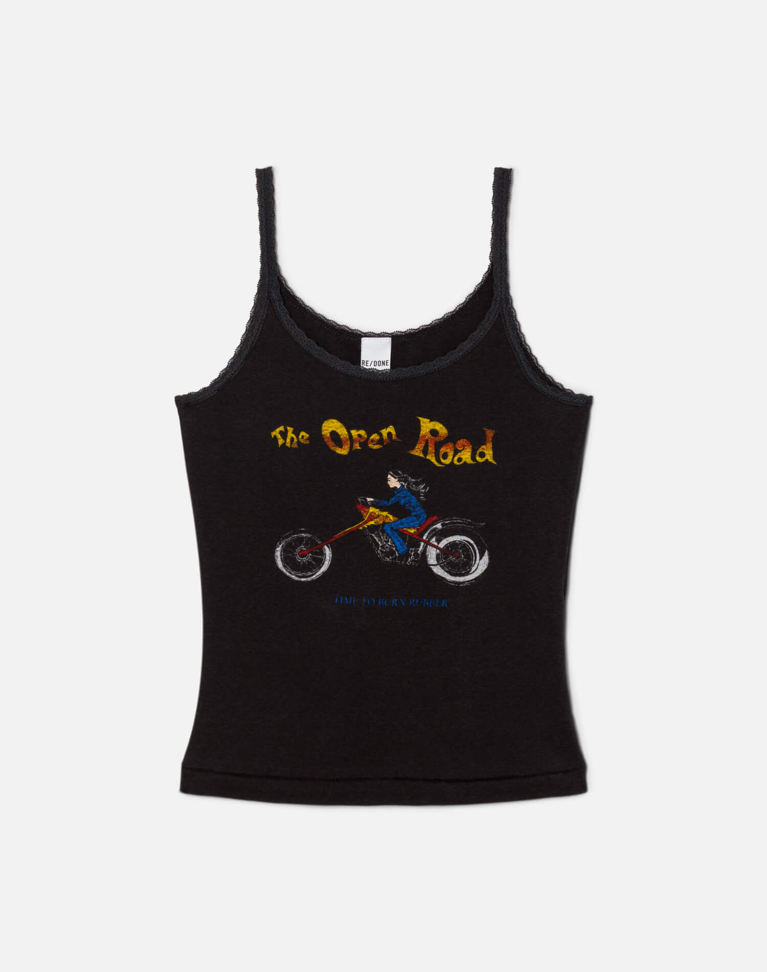 Womens | Lace Strap "Open Road" Tank | Washed Black