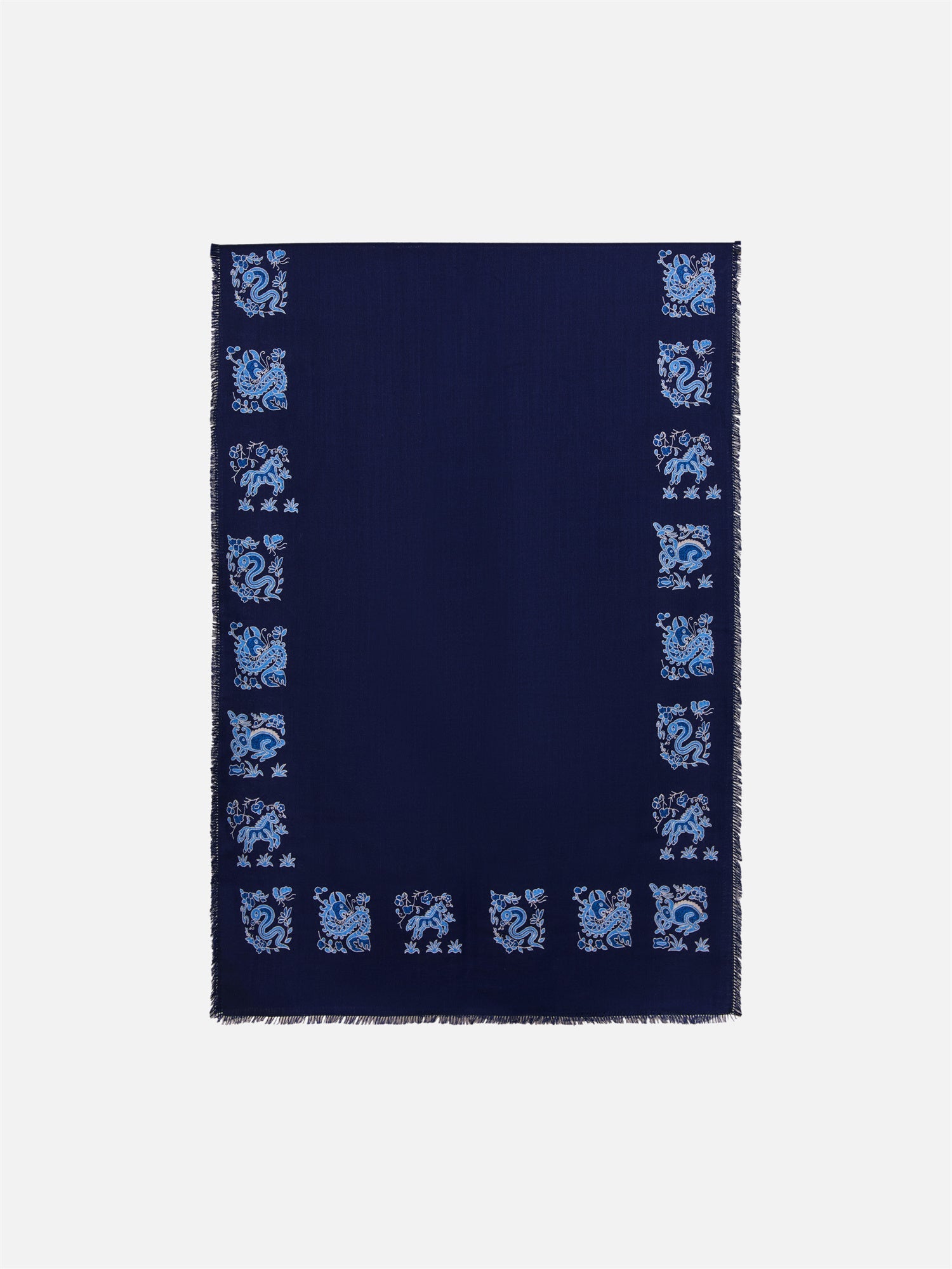 Square Shaped Jacquard Scarf | Navy