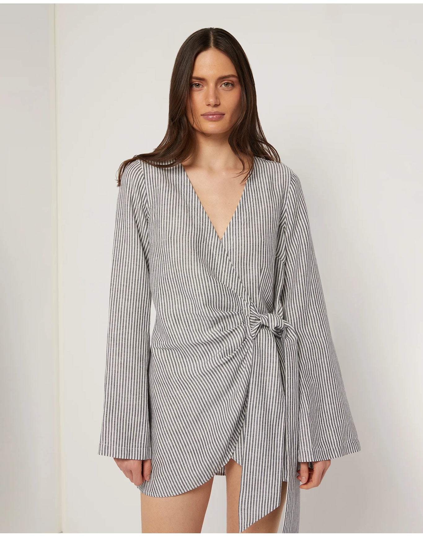 Women | Air Linen Wrap Dress | Grey