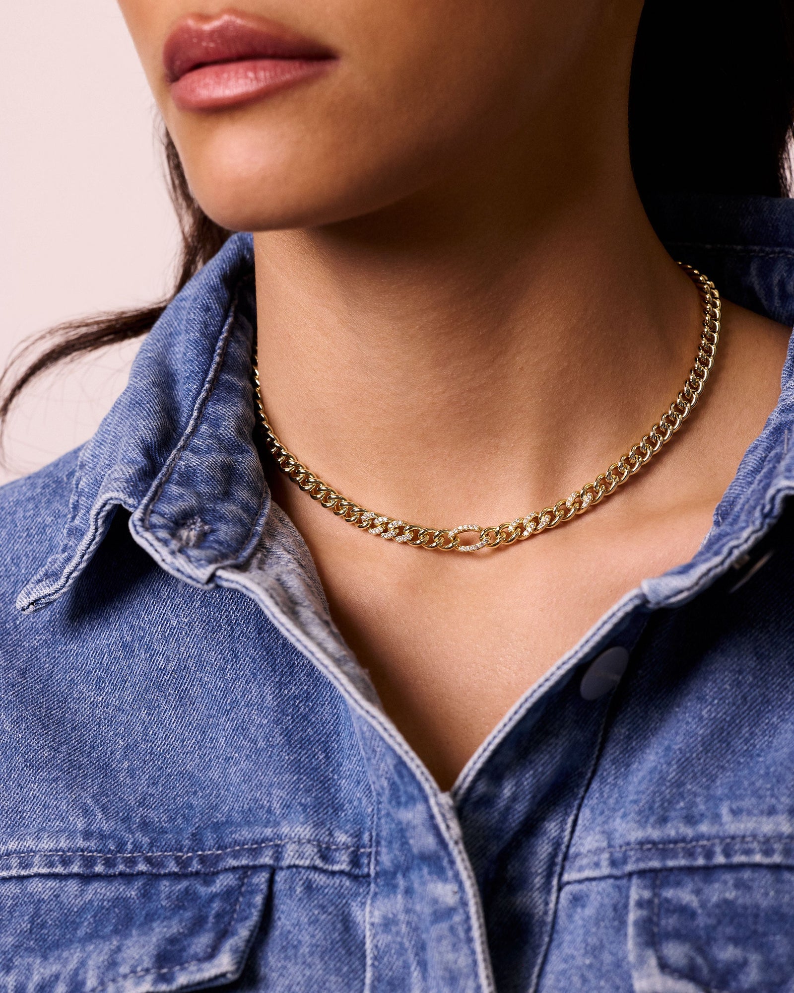 Lincoln Necklace | Clear Crystal | 14K Gold Plated