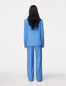 Another Tomorrow Panelled Blouse in Cornflower – Viscose Women's Top