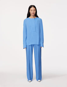 Another Tomorrow Panelled Blouse in Cornflower – Viscose Women's Top