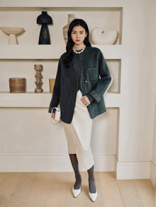 Double-Faced Wool Blazer-Style Casual Jacket | Grey
