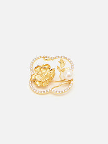 Peony Pearl Brooch | Copper/Zircon/Fresh Water Pearls