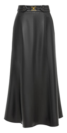 High-Waisted Leather Skirt | Black