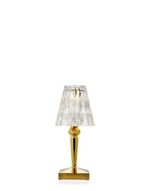 Battery Metal Table Lamp | Single | Gold/Crystal