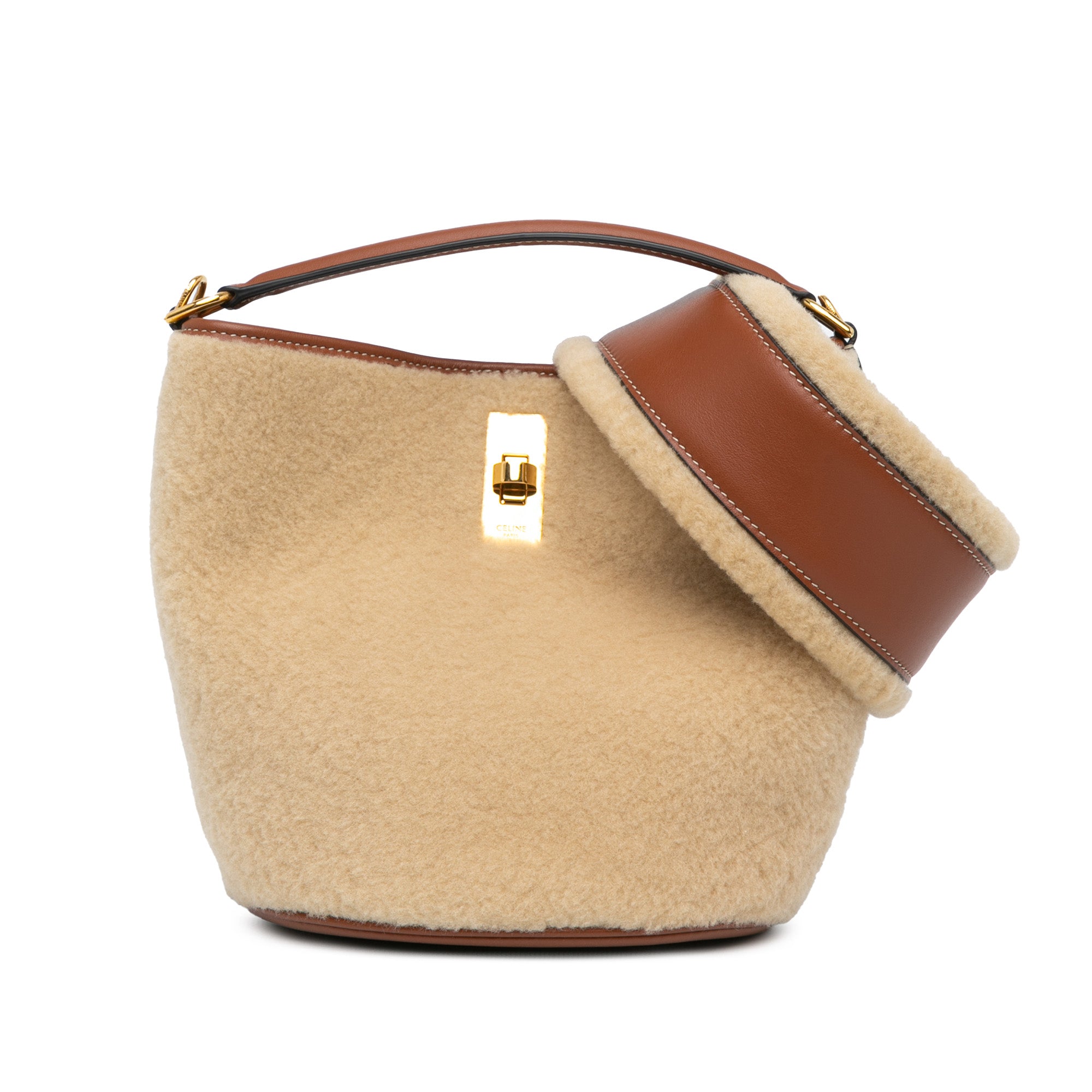 Celine | Pre-Owned Shearling Bucket 16 | Brown/Beige