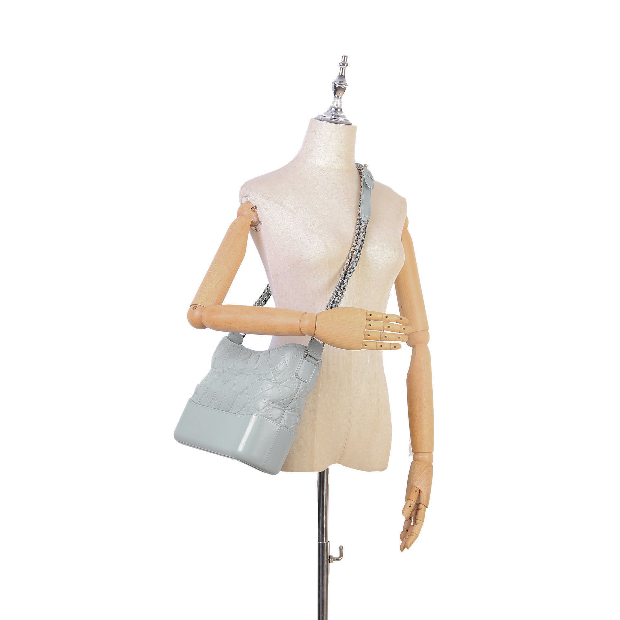 Chanel | Pre-Owned Medium Gabrielle Leather Shoulder Bag | Gray