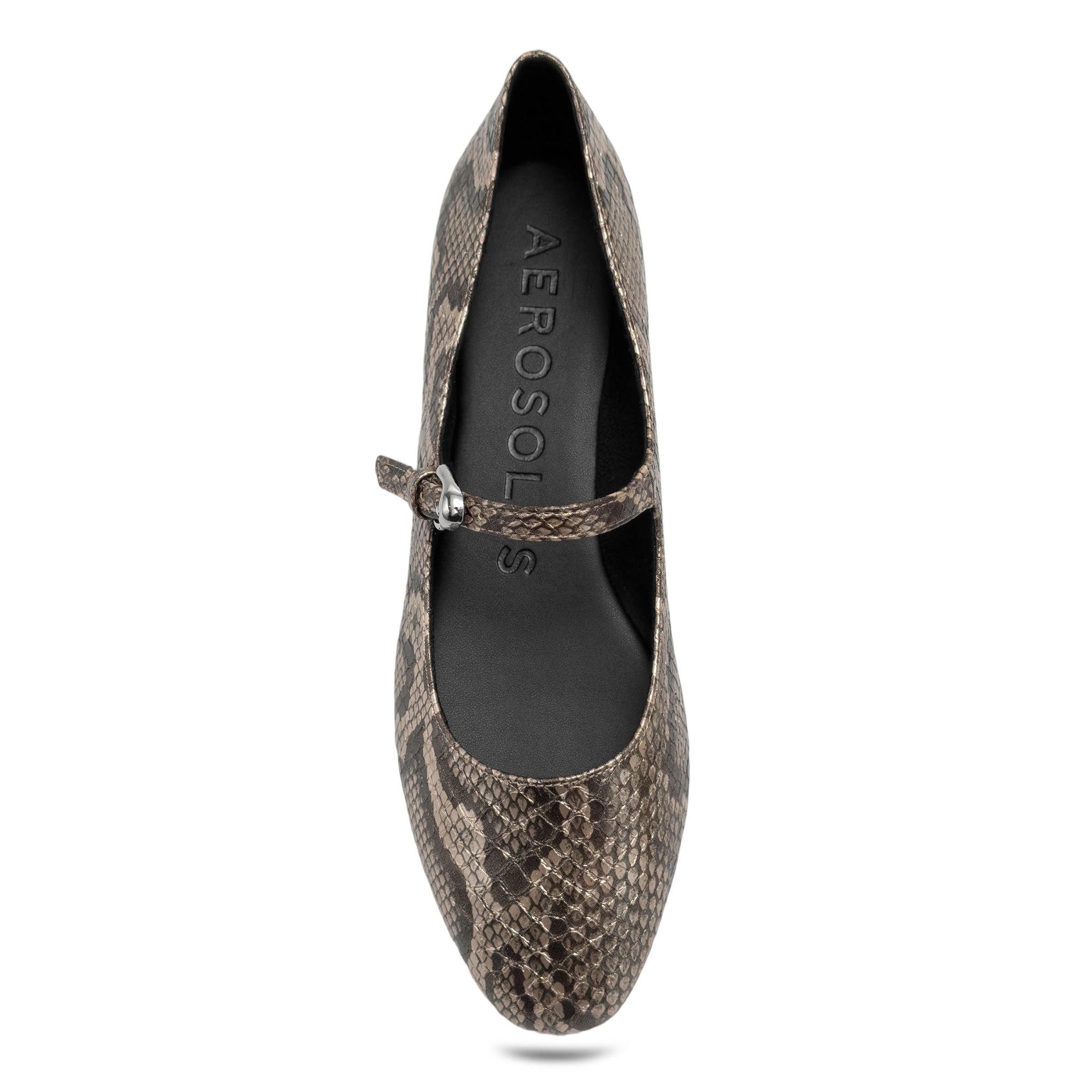 Annette Casual Flat | Champagne Faux Metallic Snake Print