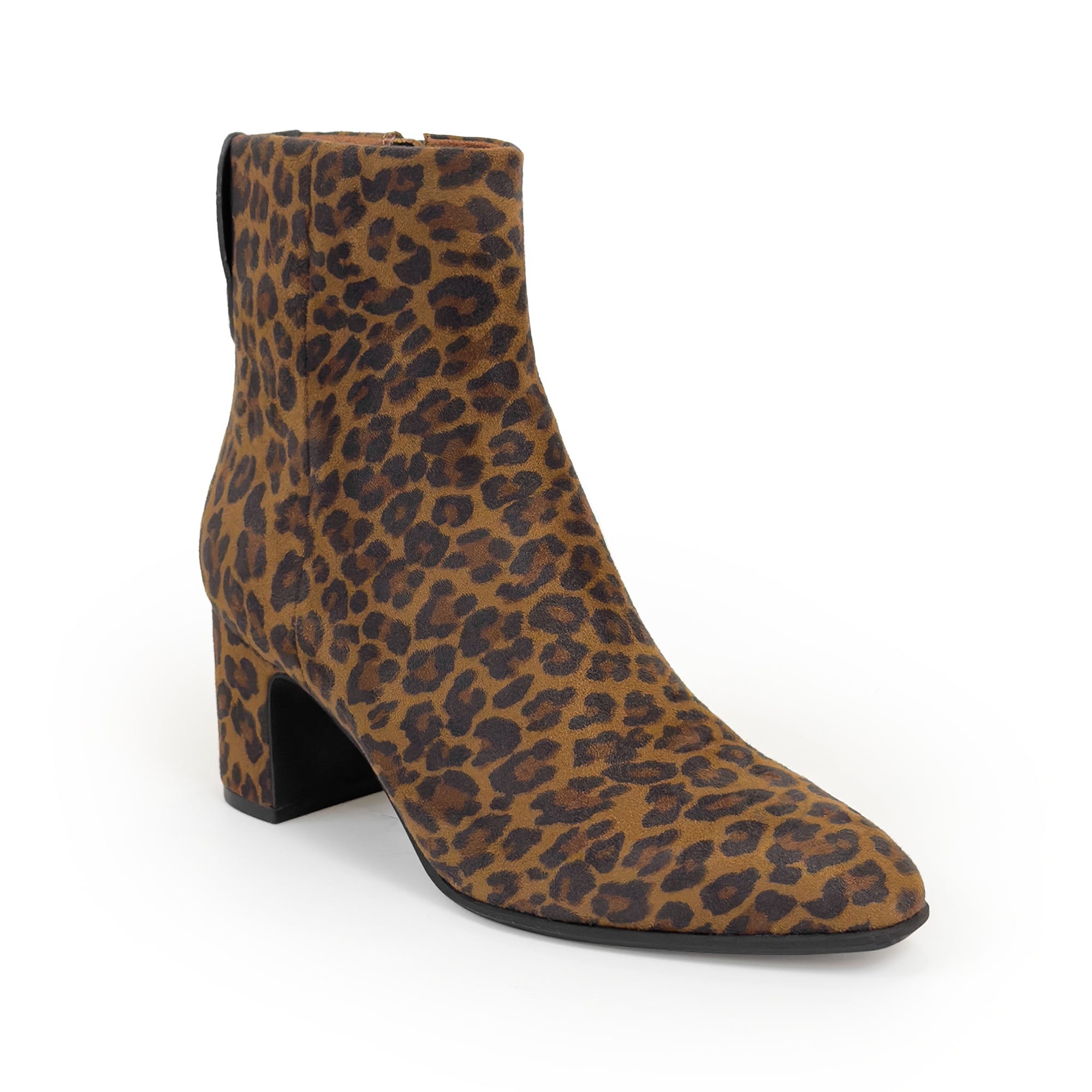 Mari Bootie Mid Block Heel | Tobacco Multi Faux Leopard Suede