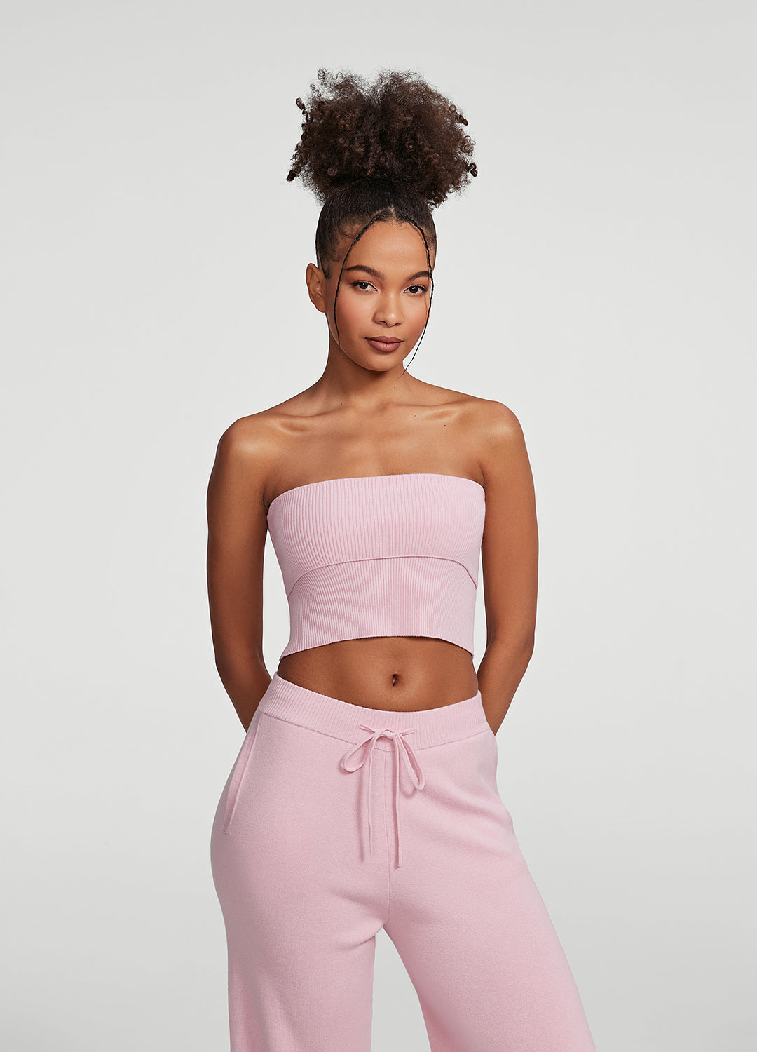 Chunky Knit Crop Top | Ballet Pink