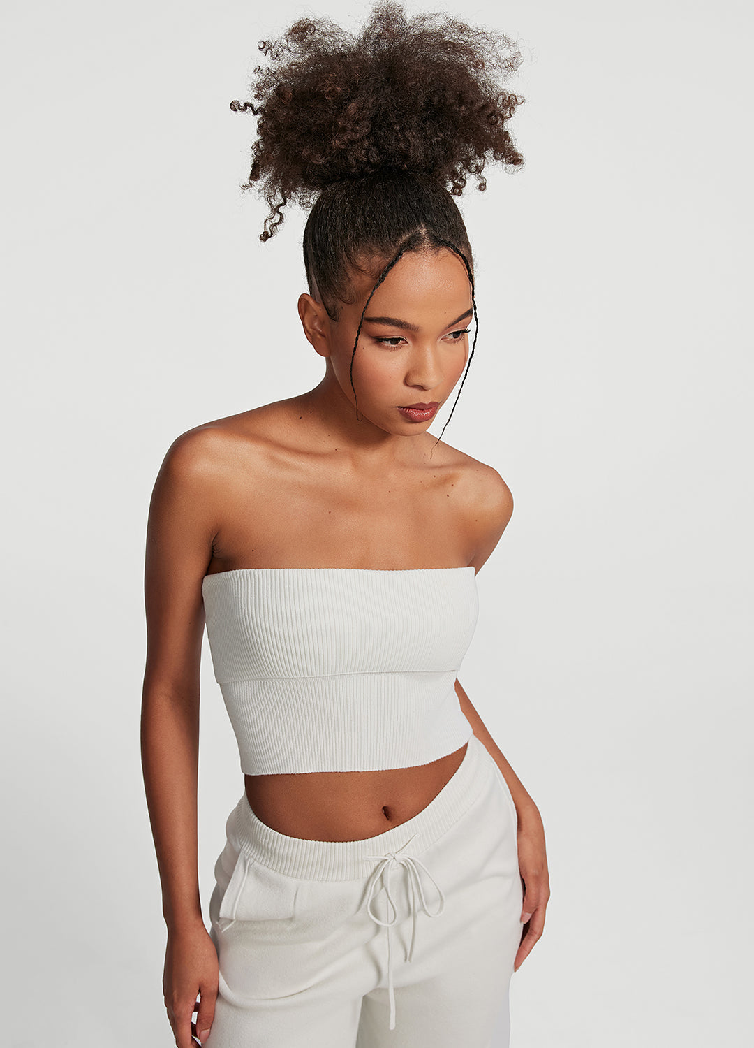 Chunky Knit Crop Top | White