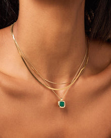 Clara Pendant | 14K Gold on Brass | Green Onyx