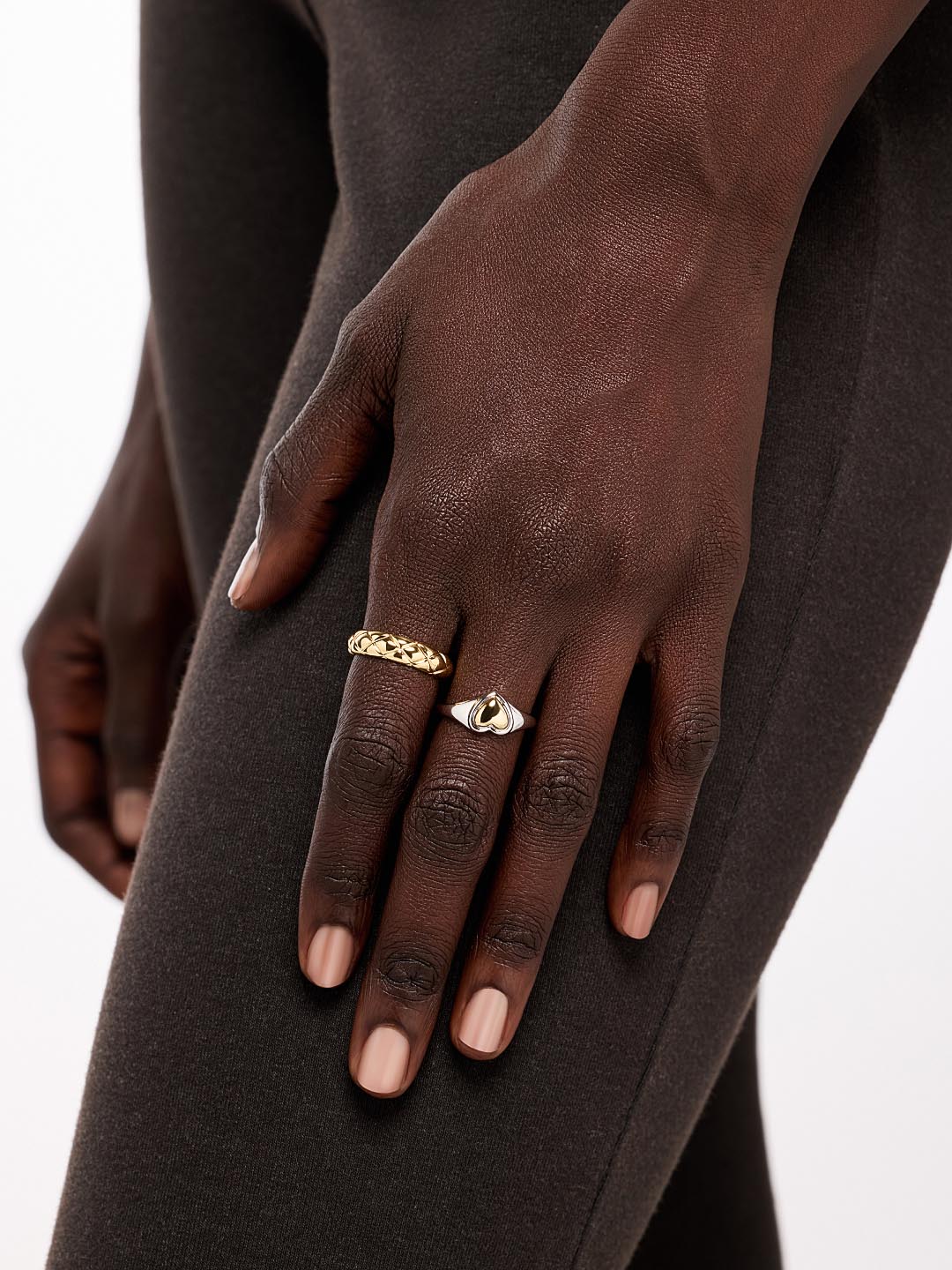 Elysia Signet Ring | Rhodium on Brass/14K Gold on Brass