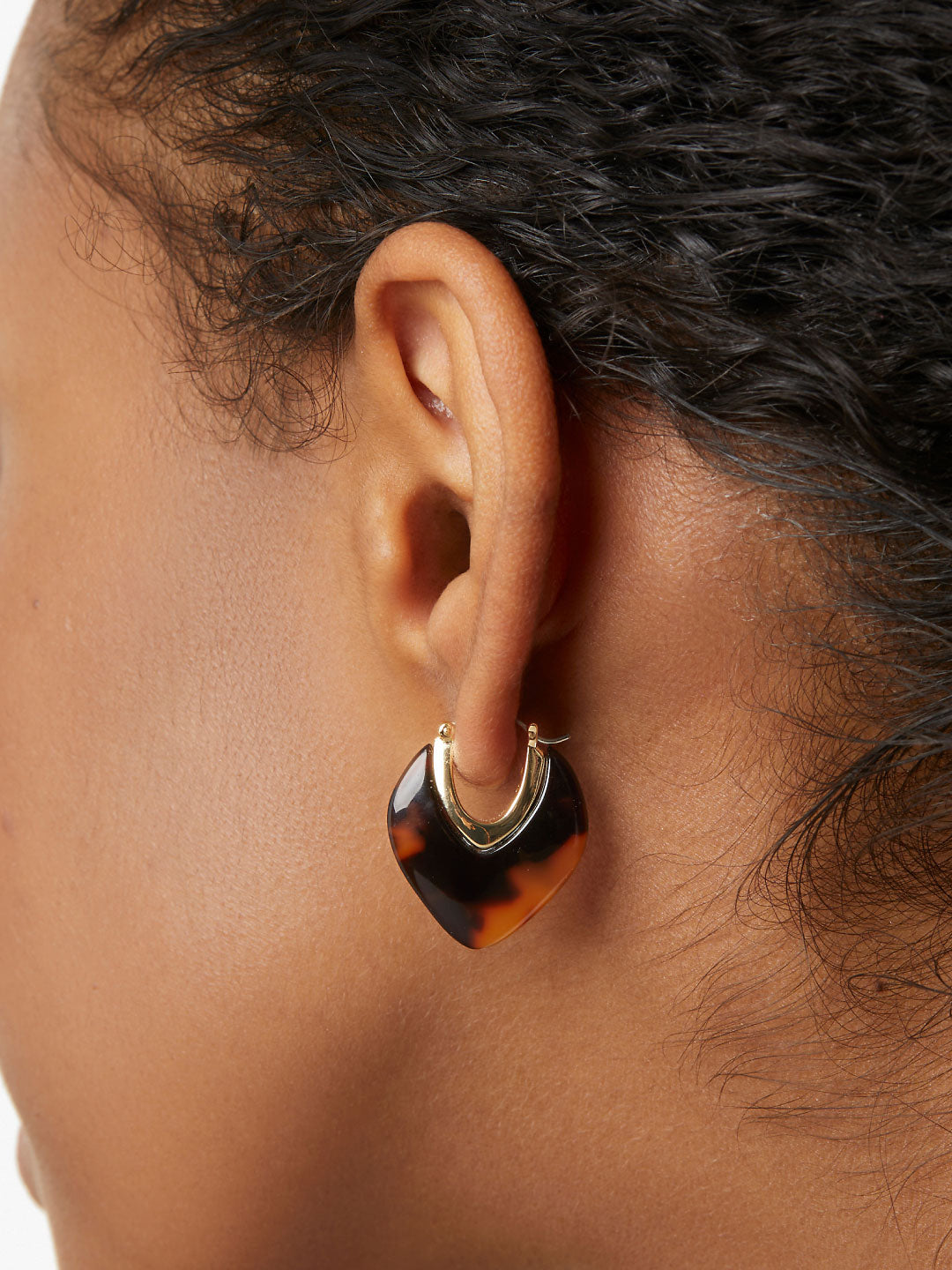 Spencer Statement Earrings | 14K Gold on Brass | Dark Tortoise Acetate