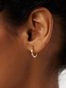 Small Huggie Hoop Earrings | 14K Gold on Brass