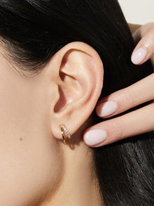 Toda Mini Huggie Hoop Earrings | 14K Gold on Sterling Silver | Cubic Zirconia