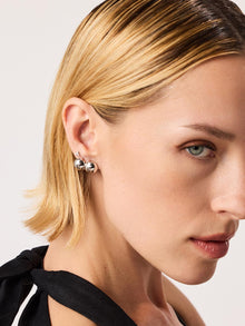 Mini Abby Sphere Hoop Earrings | Rhodium on Brass