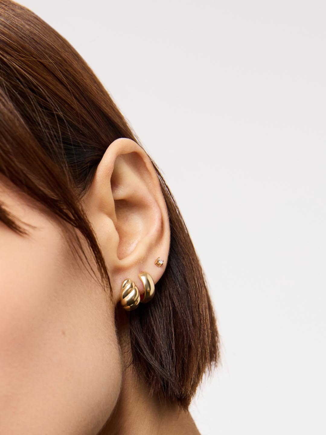 Rope Huggie Studs | 10K Solid Gold
