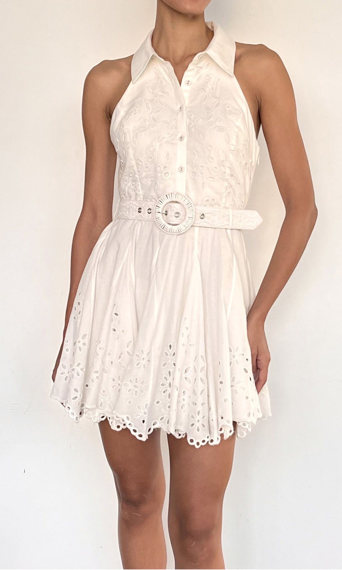 Hemant And Nandita | Adya Cotton Cambric Short Dress | Off White