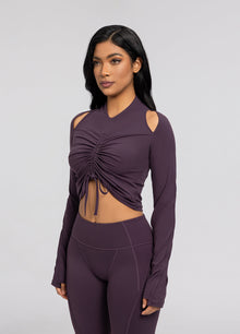 Drawstring Crop Top | Midnight Plum