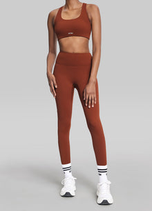 High-Waisted Impact Mesh Leggings | Rust Brown