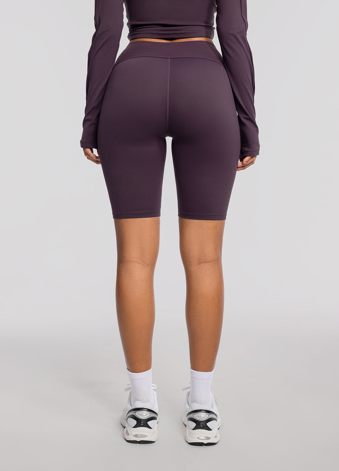 High-Waisted Performance Biker Shorts | Midnight Plum