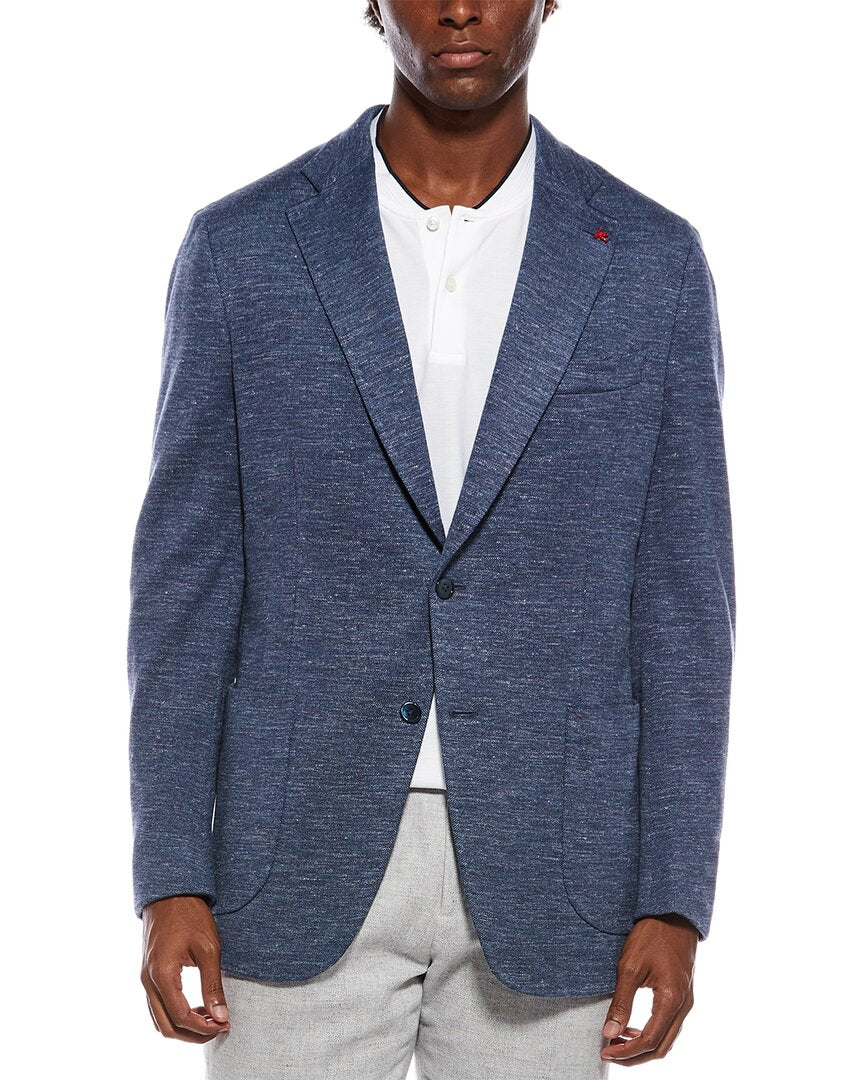 ISAIA | Mens | Wool, Silk, & Linen-Blend Blazer | Blue