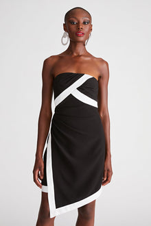 Halston | Lanie Dress In Crepe | Black/ White