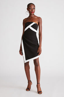 Halston | Lanie Dress In Crepe | Black/ White