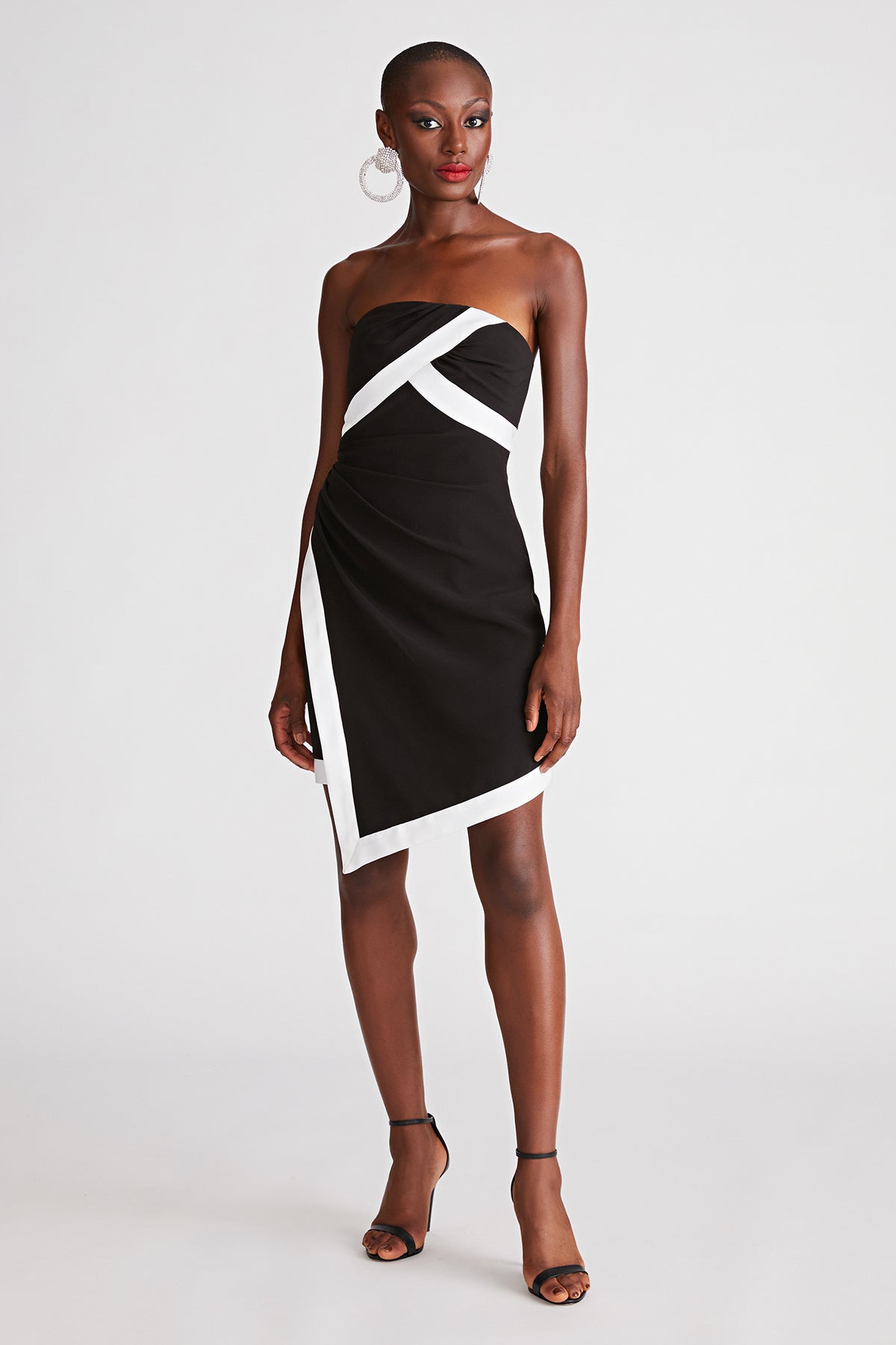 Halston | Lanie Dress In Crepe | Black/ White