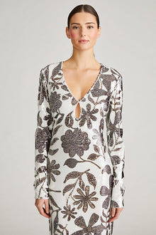 Halston | Haru Gown In Daisy Sequin | Brown And White Daisy