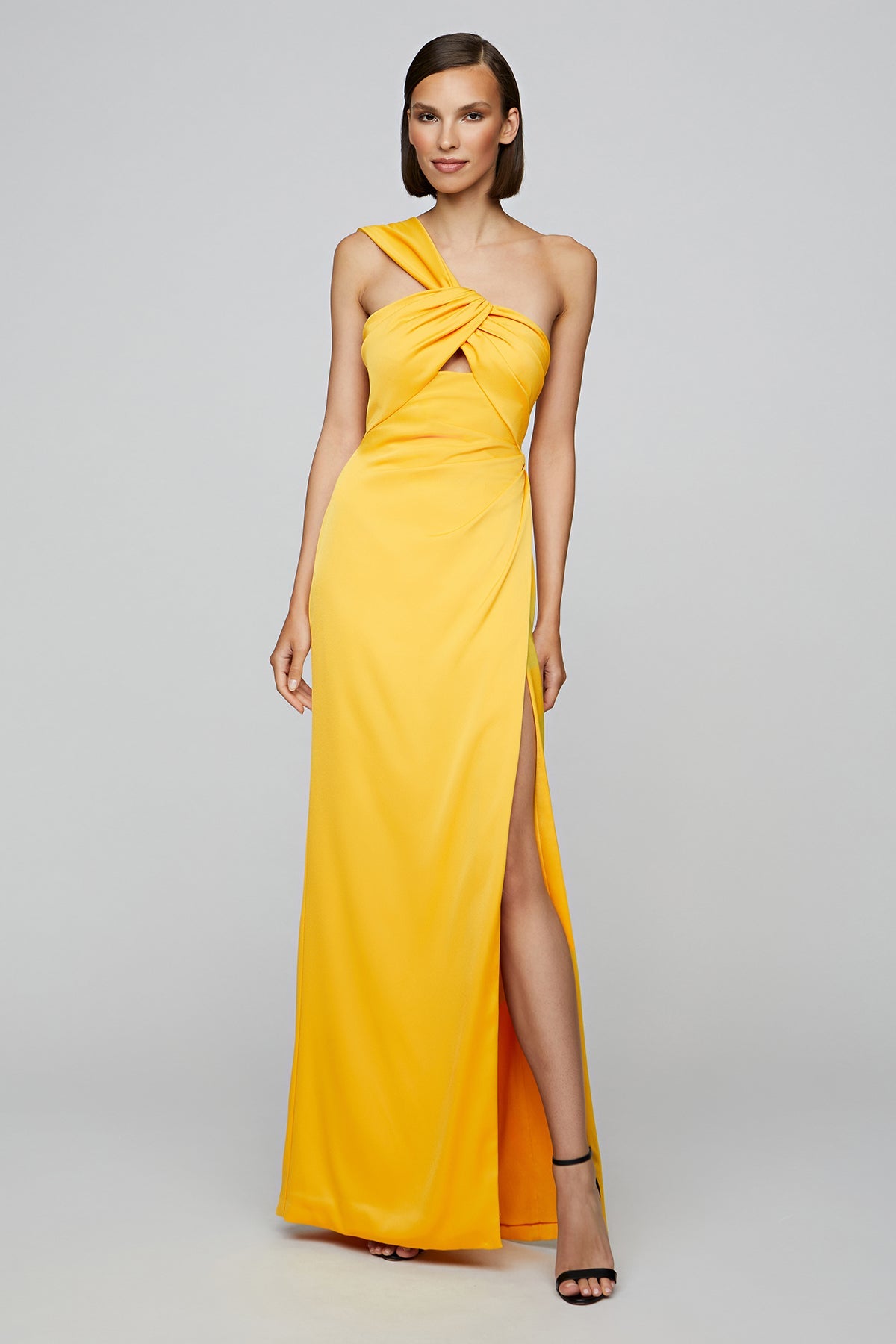 Halston | Blaise Asymmetric Long Dress | Amber