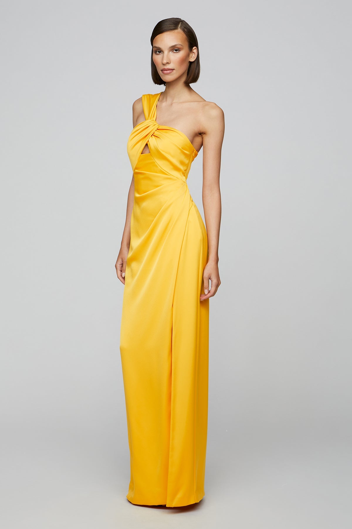 Halston | Blaise Asymmetric Long Dress | Amber