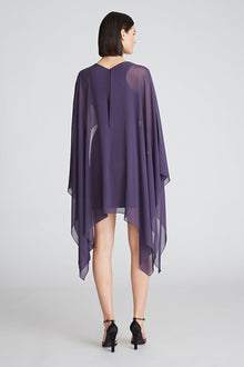 Halston | Kennedy Dress In Crepe And Chiffon | Eggplant