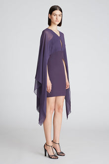 Halston | Kennedy Dress In Crepe And Chiffon | Eggplant