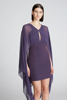 Halston | Kennedy Dress In Crepe And Chiffon | Eggplant