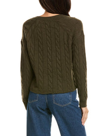The Cashmere Project | Womens | Cropped Cable V Neck Sweater | Green