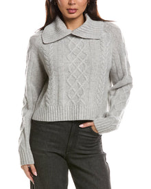 The Cashmere Project | Womens | Removable Collar Cable Crop Sweater | Gray