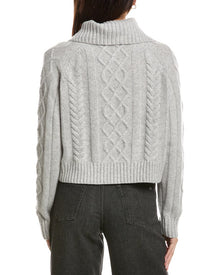 The Cashmere Project | Womens | Removable Collar Cable Crop Sweater | Gray