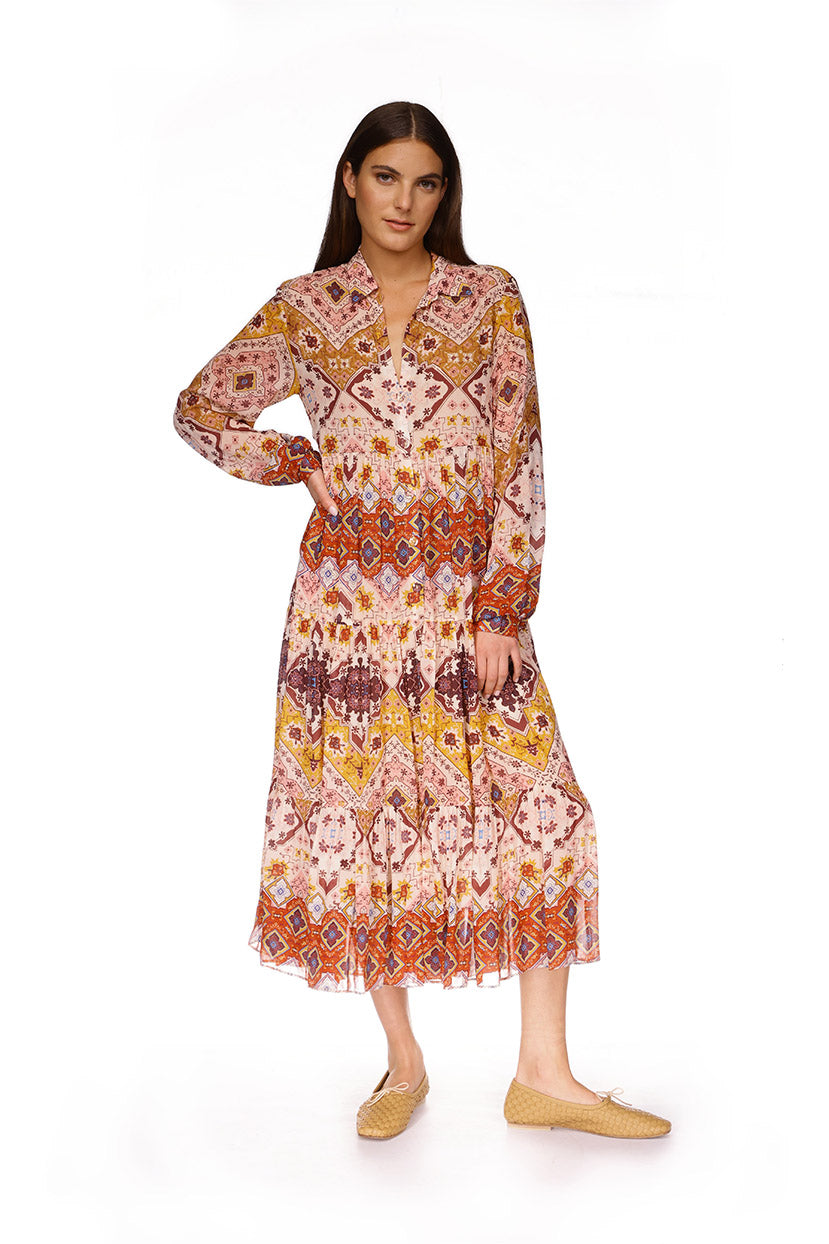 Lolan Dress | Rose Dawn Geo Emblem