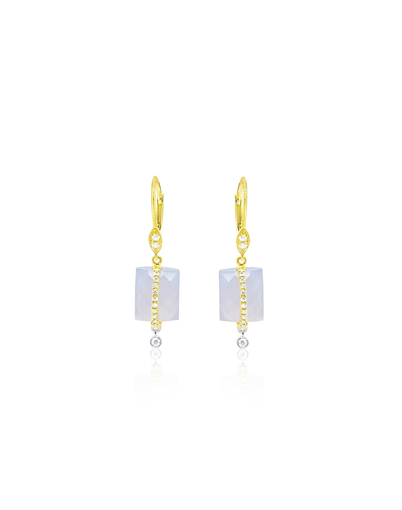 10kt Yellow Gold Chalcedony Earrings | 14K Two Tone Gold