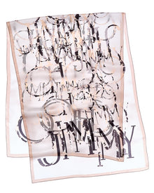 Jimmy Choo | Womens | Logo Silk Scarf | Blush Multi