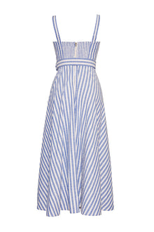 Calypso Dress | Ivory Blue Striped Seersucker